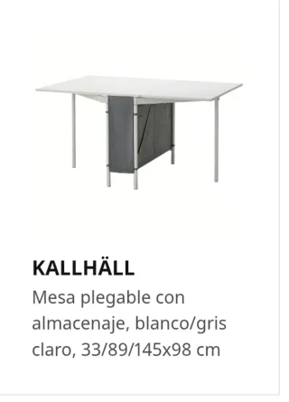 Mesa plegable KALLHÄLL Ikea blanca/gris