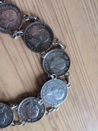 Pulsera monedas Alfonso XIII plata