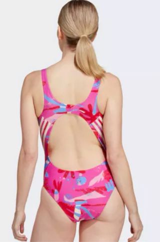 Traje de Baño Adidas 3 Bandas Floral Rosa Talla 38