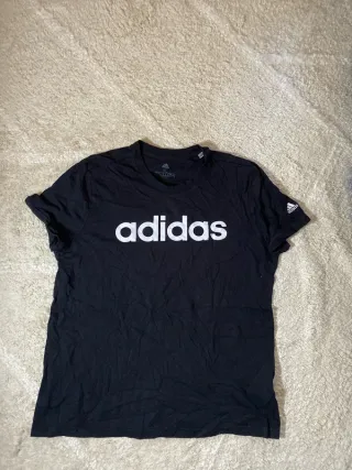 Camiseta Adidas Negra Logo Blanco Talla XL