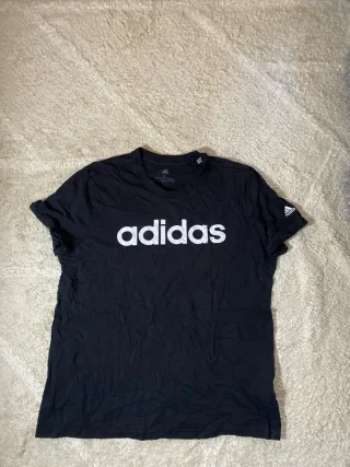 Camiseta Adidas Negra Logo Blanco Talla XL