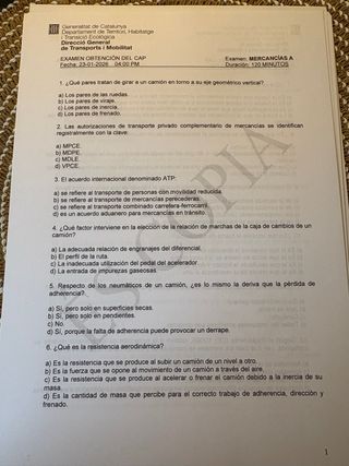 10 Test CAP Mercancías Cataluña