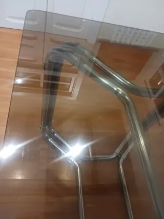 Mesa grande de comedor cristal 140x85x73.