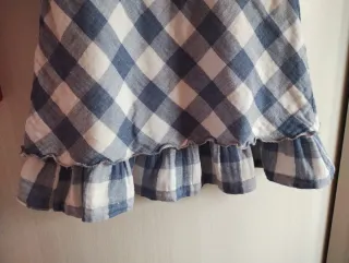 Vestido Vichy Azul Manga Volante & Flecos