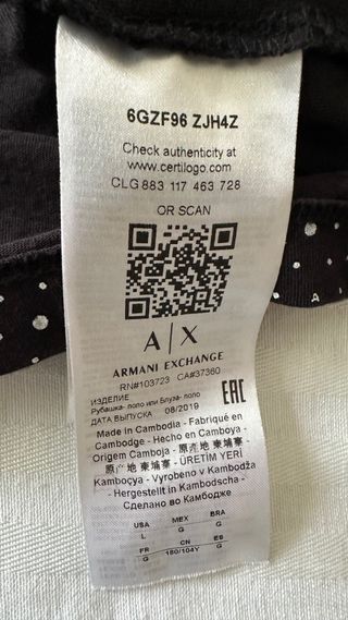 Polo Armani Exchange Negro Talla L