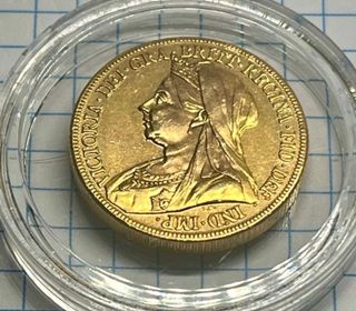 Moneda Baño Oro 24K Reina Victoria 1893