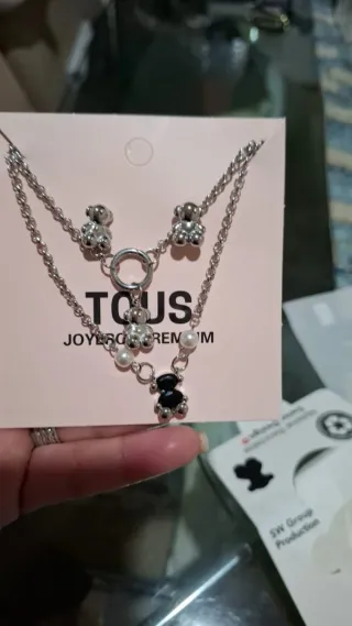 Conjunto Acero Tous Osito Negro Plata