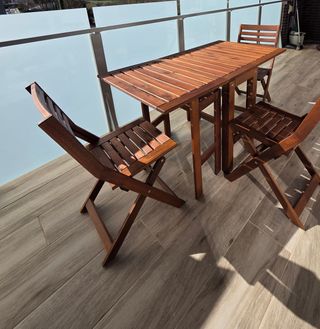 Mesa y 4 Sillas Madera Exterior