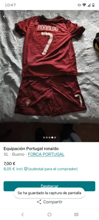 Equipación Portugal Ronaldo Talla XL