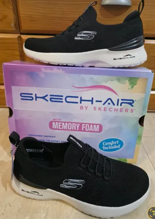 Skechers Air Mujer Negro/Blanco
