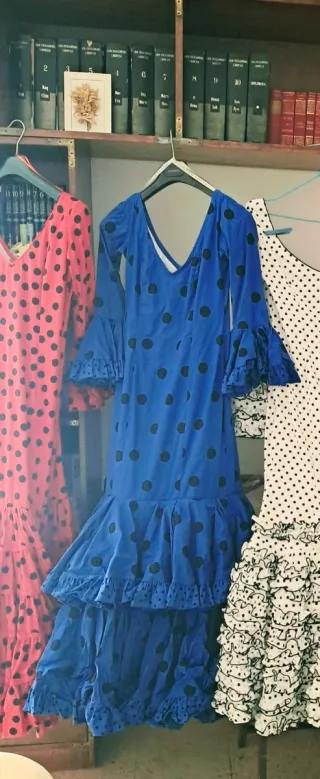 Traje Flamenca Azul Lunar Negro Talla 38