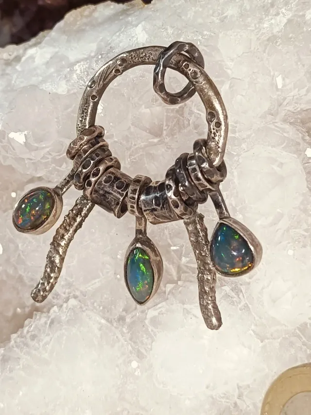 Colgante Plata Ley Ópalo negro Diseño Único