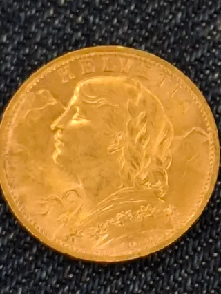 Moneda Oro Helvetia 20 francos suizos