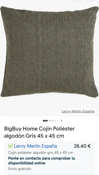 Cojín cuadrado gris 45x45