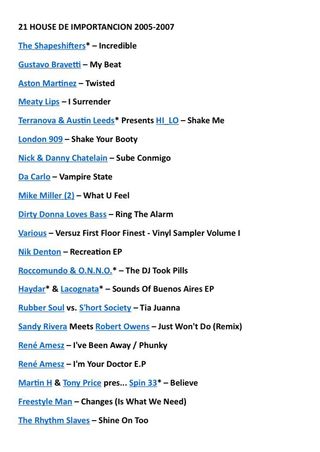 Lote 21 Vinilos House Importación 2005-2007