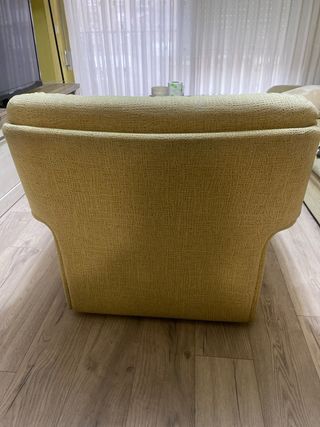 Sillón individual tela beige y amarillo