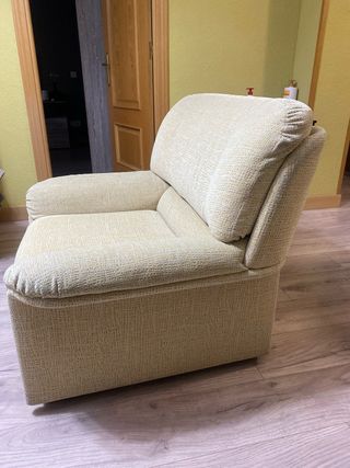 Sillón individual tela beige y amarillo