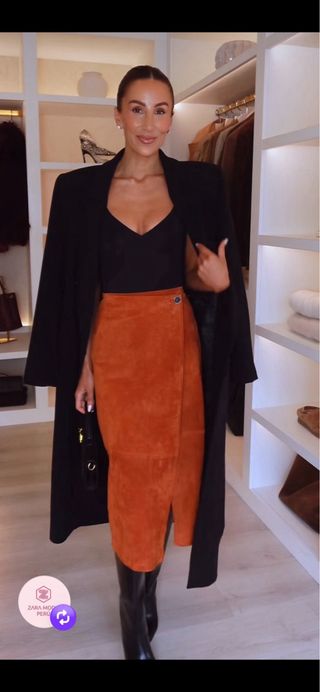 Falda Zara Piel Naranja Talla L Colección