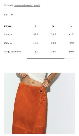 Falda Zara Piel Naranja Talla L Colección