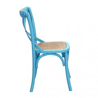 Sedia Legno Azzurra Vintage per Cucina Bar Shabby