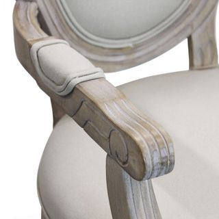 Sedia Vintage Legno Massello con Braccioli Beige