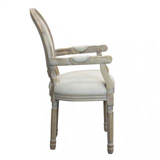 Sedia Vintage Legno Massello con Braccioli Beige