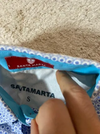 Camisa Santa Marta Retro Azul Blanco Talla S