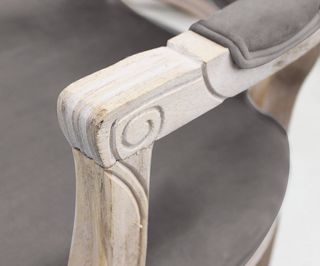 Sedia Vintage Inglese Braccioli in Tessuto Bianco