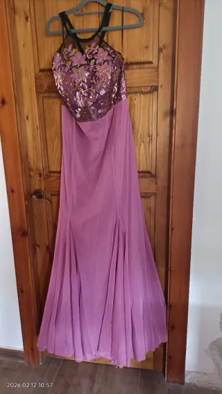 Vestido largo fiesta lentejuelas morado
