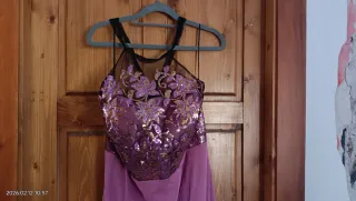 Vestido largo fiesta lentejuelas morado