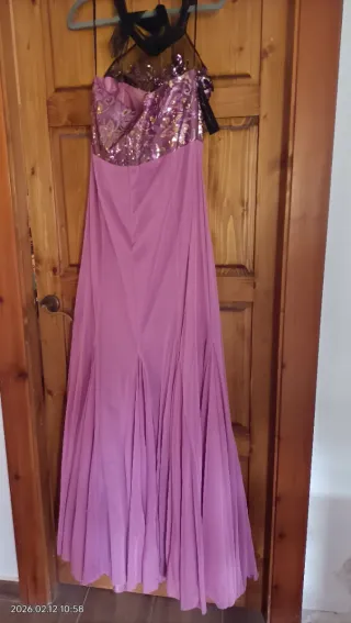 Vestido largo fiesta lentejuelas morado