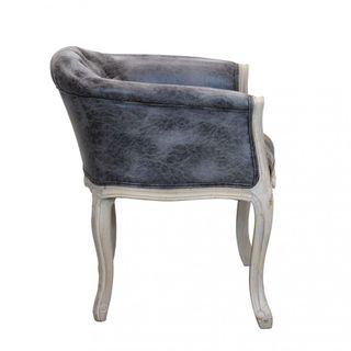 Sedia Vintage Inglese Braccioli in Velluto Grigio