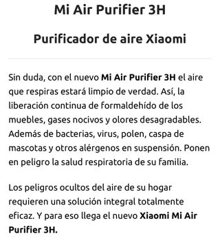 Purificador de Aire Xiaomi Mi Air Purifier 3H