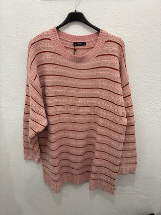 Jersey ancho rayas rosa y rojo Talla Única