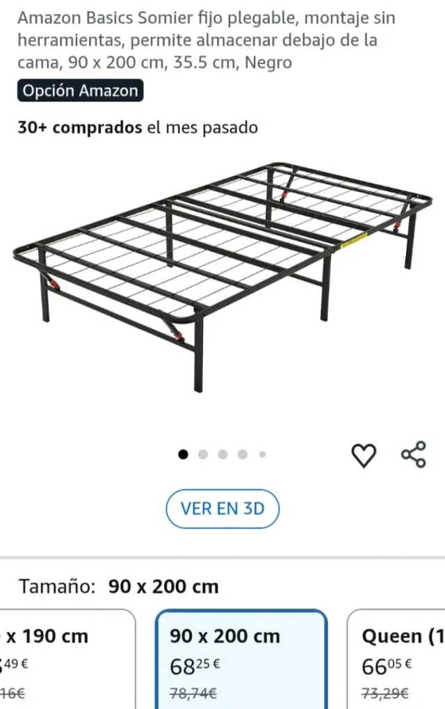 Somier pieghevole Amazon Basics in metallo nero