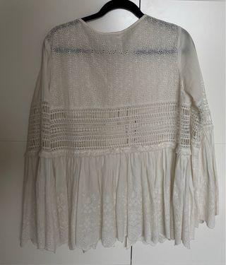 Blusa blanca bordada mujer