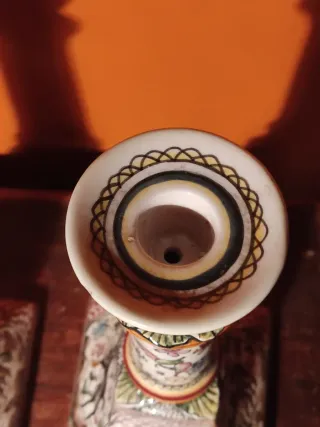 Pareja Candelabros Cerámica 25cm