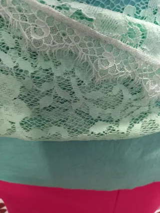 Camiseta encaje Made in Italy turquesa