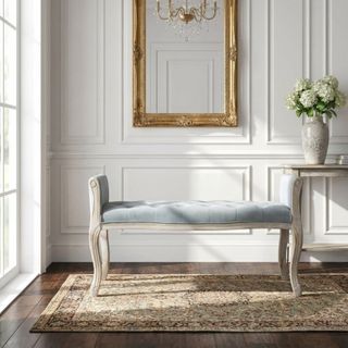 Panca Vintage 2 Posti Legno Massello Velluto