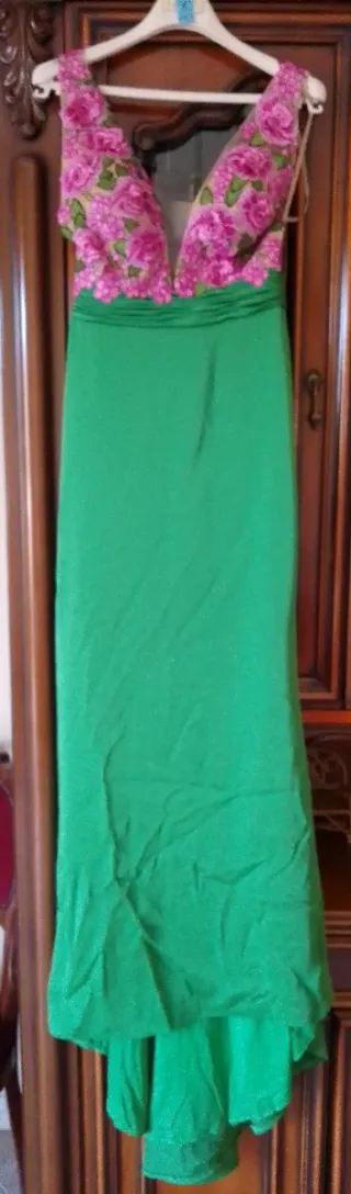 Vestito lungo verde e rosa