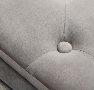 Sgabello Vintage in Velluto Grigio Legno Massello