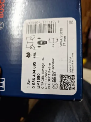 Pastillas de freno Bosch delanteras,