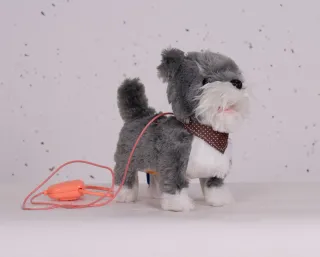 Perro peluche andarin con correa