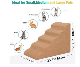 Escalera para perros de tela gris