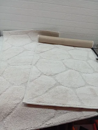 Alfombra Beige Relieve Piedra Poliéster 60x100