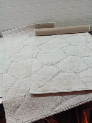 Alfombra Beige Relieve Piedra Poliéster 60x100