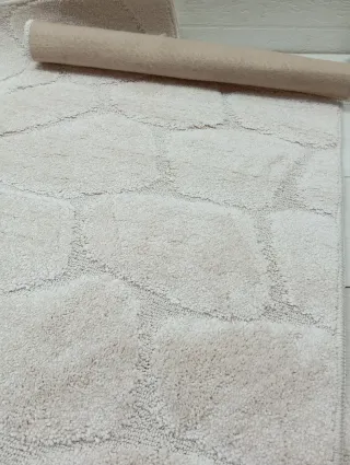 Alfombra Beige Relieve Piedra Poliéster 60x100