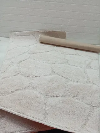 Alfombra Beige Relieve Piedra Poliéster 60x100