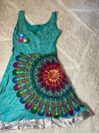 Vestido Desigual azul multicolor retro