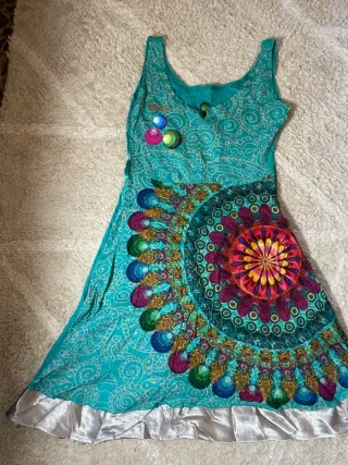 Vestido Desigual azul multicolor retro